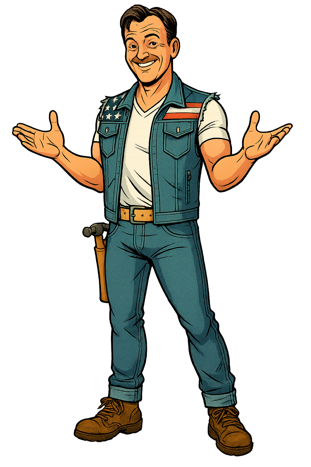 Handy MANthony superhero handyman illustration